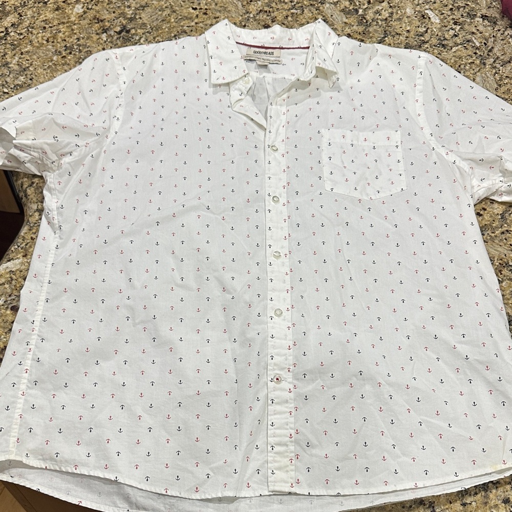 Goodthreads White Shirt with Red Anchor Print